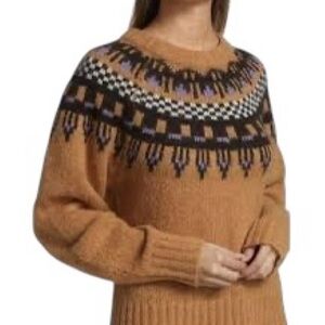 A.L.C. Oakley Fair Isle Wool Silk Sweater Women's Tan Patterned Sweater Size M